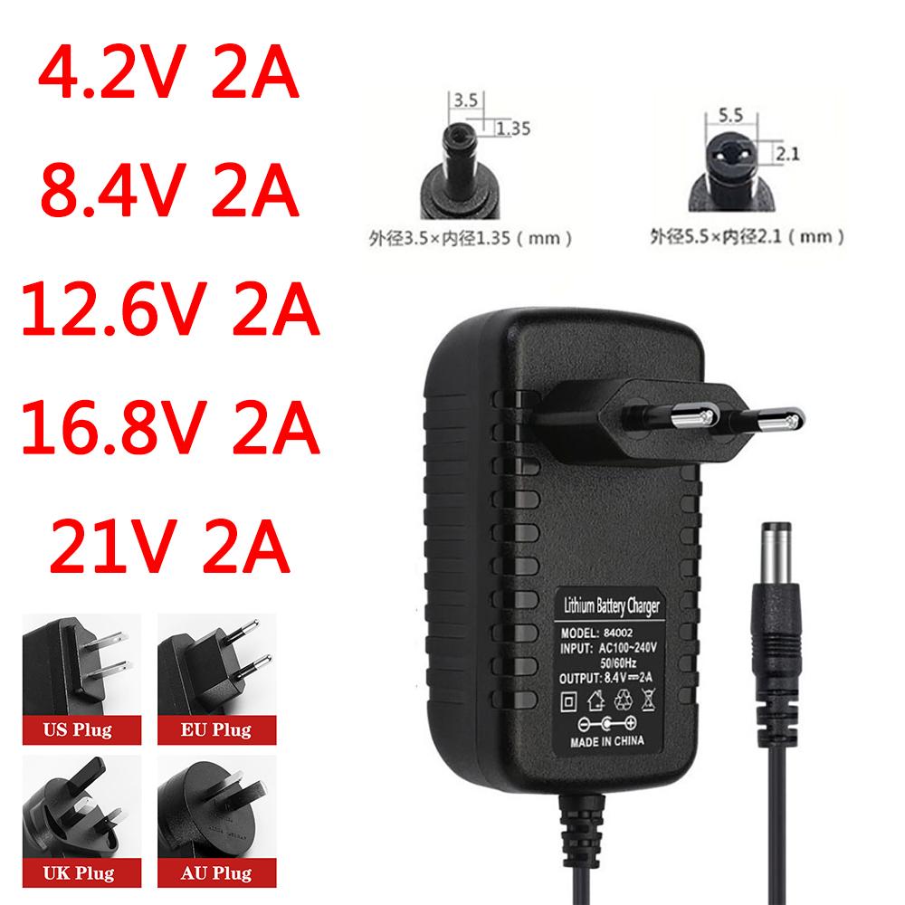 4.2V 8.4V 12.6V 16.8V 21V 2A DC 5.5mm Или 3.5mm Адаптер Питания Li-ion Красный Зарядное Устройство Для 1 2 3 4 5 Струн Литий-ионного Аккумулятора Зарядное Устройство