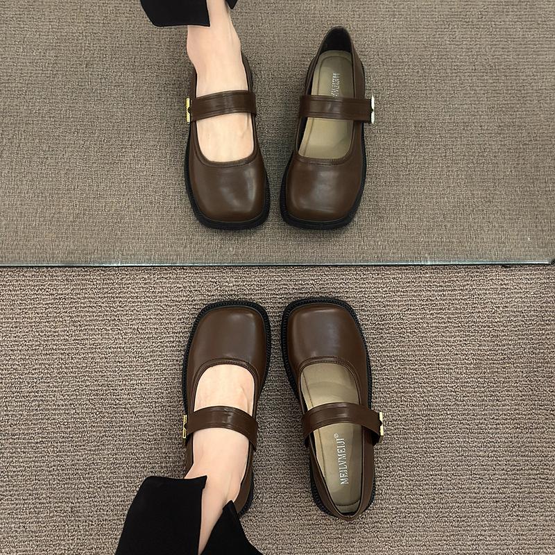 Mary Jane Shoes Women's 2025 New Spring and Summer British Style Small Leather Shoes Flat-soled Niche French Single Shoes Doudou Shoes