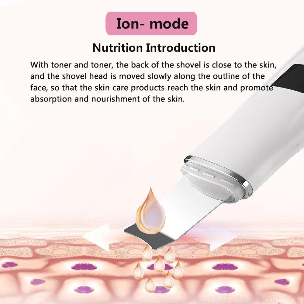 Ультразвуковой скруббер для кожи, средство для удаления черных точек, ультразвуковой пилинг, очиститель пор, скруббер для чистки лица, ультразвуковая лопатка для лица