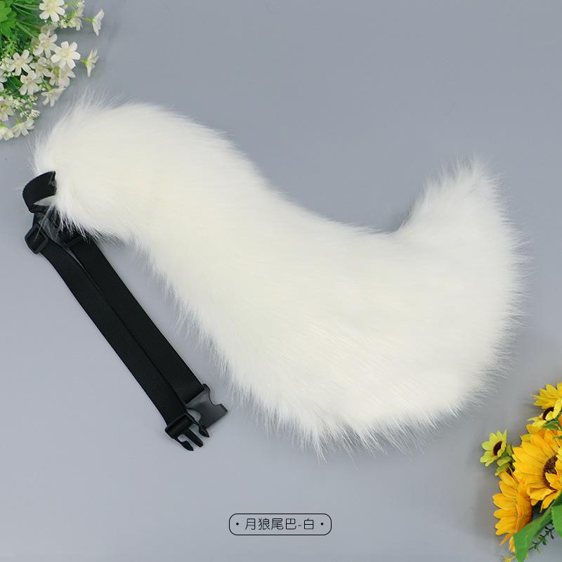 Moon Wolf Tail JK Girl Косплей Аксессуары Искусственный мех Волчий хвост Женщины Лолита Фурри Косплей Хвосты животных Хэллоуин Ролевая игра для вечеринки