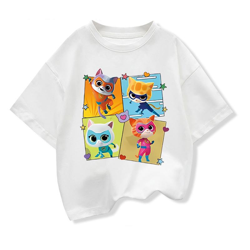 Children's Casual Loose Short-sleeved Top Fashion Crew Neck Print T-Shirts Girls
