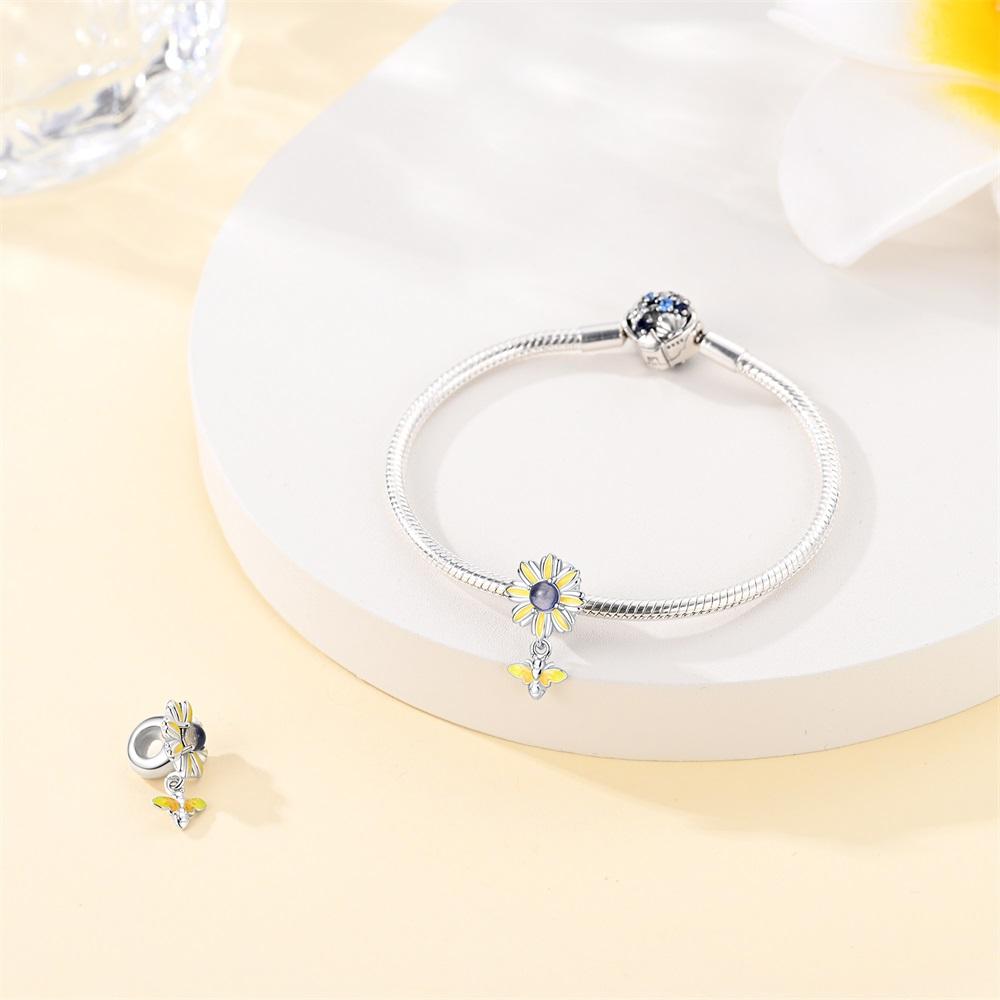 Подвеска Шарм Бусина Медь Золото Синий Бусины Тай Цзи Подходит для Оригинального Браслета для Изготовления Ювелирных Изделий Подарок на День Святого Валентина