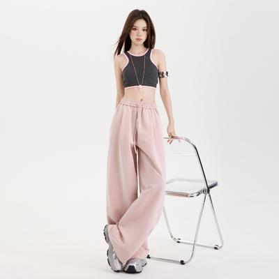 Широкие брюки женские летние тонкие драпированные свободные эластичные талии с высокой талией широкие повседневные брюки