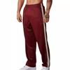 Men's Striped Track Pants Summer Casual Straight Leg Athletic Pants Elastic Waist Joggers