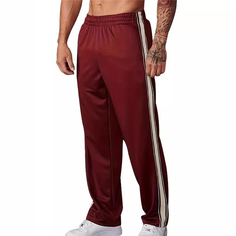 Men's Striped Track Pants Summer Casual Straight Leg Athletic Pants Elastic Waist Joggers