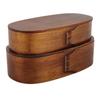 Lunch Box Set Japanese   Wooden Food Storage Container for Students Workers 19x10x9.5cm