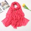 Solid Color Linen Scarf for Women  Spring and Summer New Cotton Candy Monochrome Warm Gauze Scarf Travel Sunscreen Shawl