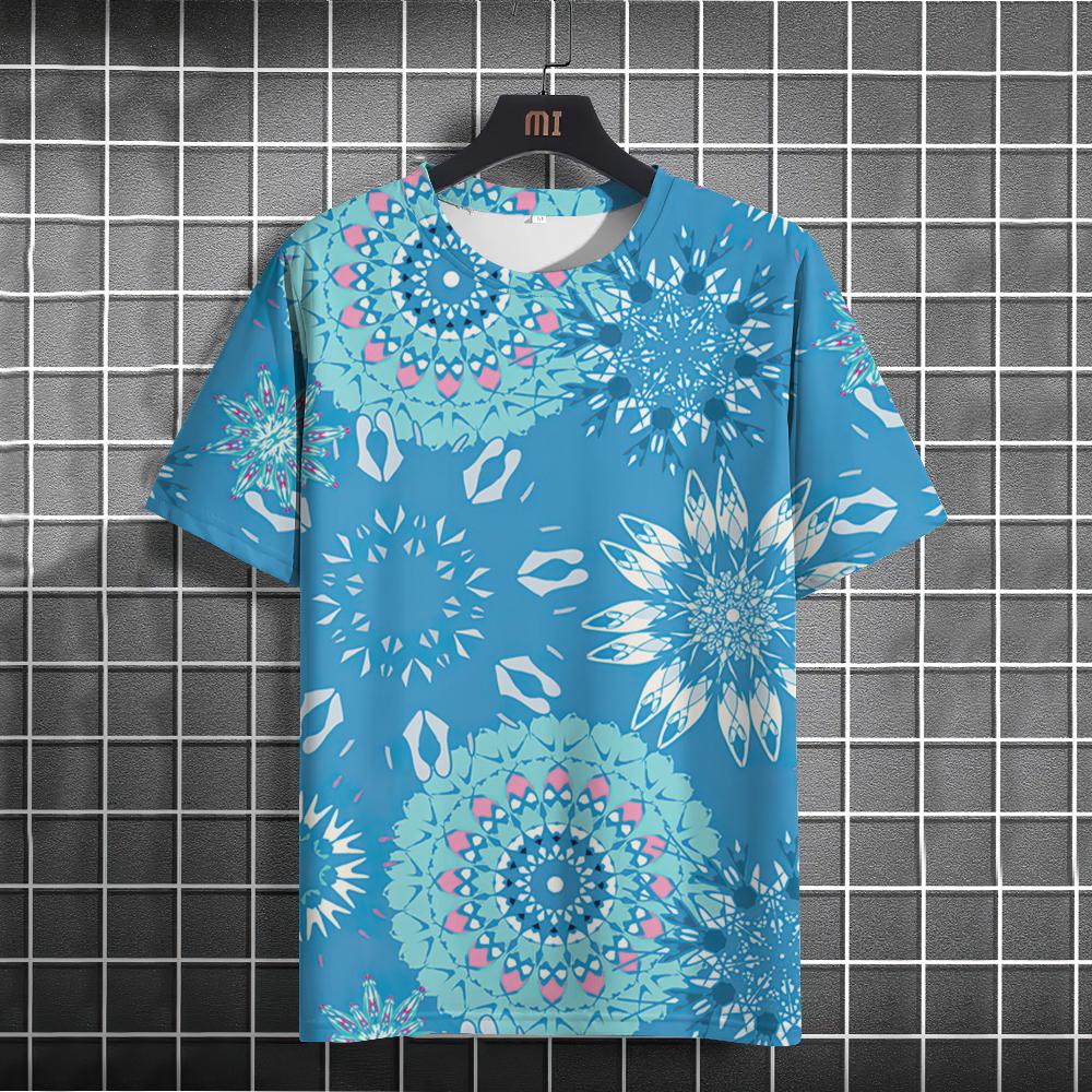 Мужская футболка в этническом стиле, летние футболки с круглым вырезом и короткими рукавами, мужской повседневный свитшот, повседневная мужская одежда, уличная одежда большого размера