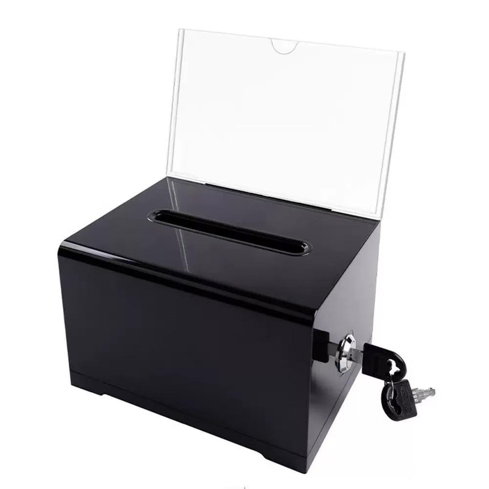 Voting Charity Acrylic Donation Box With Lock Suggestion Box Portable Ballot Box  Business