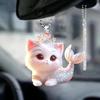 Cat Christmas Ornament Acrylic Hanging Decoration Car Mirror Charm Cute Kitty Car