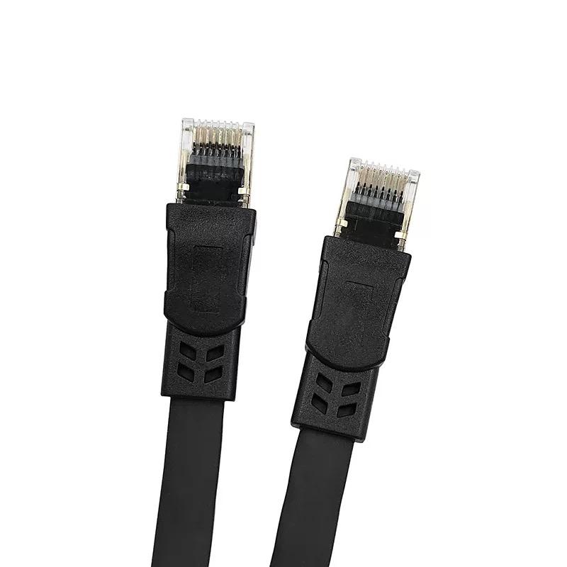 Small Order Flat Shielded CAT8 Network Ethernet Cable Gold 40Gbps SSTP 8P8C RJ45 Patch Cords