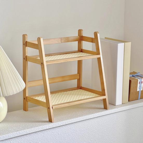 Бамбуковая двухслойная стойка, двухъярусный настольный органайзер, высокая устойчивость, прочная несущая кухонная стойка, держатель для стаканов