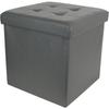 Home Deco Factory HD3401 Pouf Storage Chest Foldable Square Faux Leather Tufted Grey H38 X 38 X 38 Cm