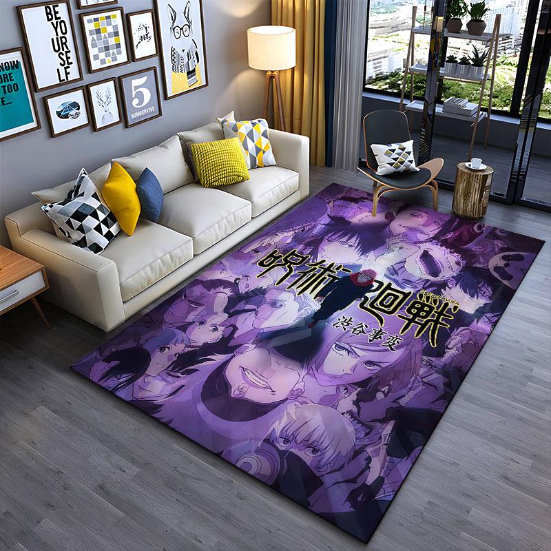 Anime Style Carpet with Characters suitable as a non-slip mat for the living room or bedroom sofa