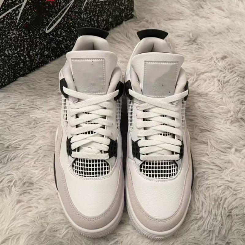 Оригинальные баскетбольные кроссовки AJ4 с кожаным покрытием под личи - Высокие, универсальные повседневные спортивные кроссовки