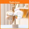 Rabbit And Monkey Plush Keychain With Carrot Peach Design For Decor Backpack