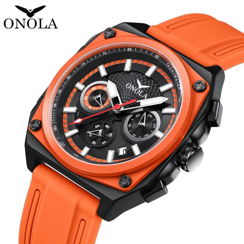Top Brand Fashion Square Men's Watch New Multifunctional Quartz Waterproof Luminous Calendar Tape Watch