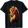 Огненная футболка с графикой головы лошади, дышащая хлопковая футболка с коротким рукавом для любителей конного спорта