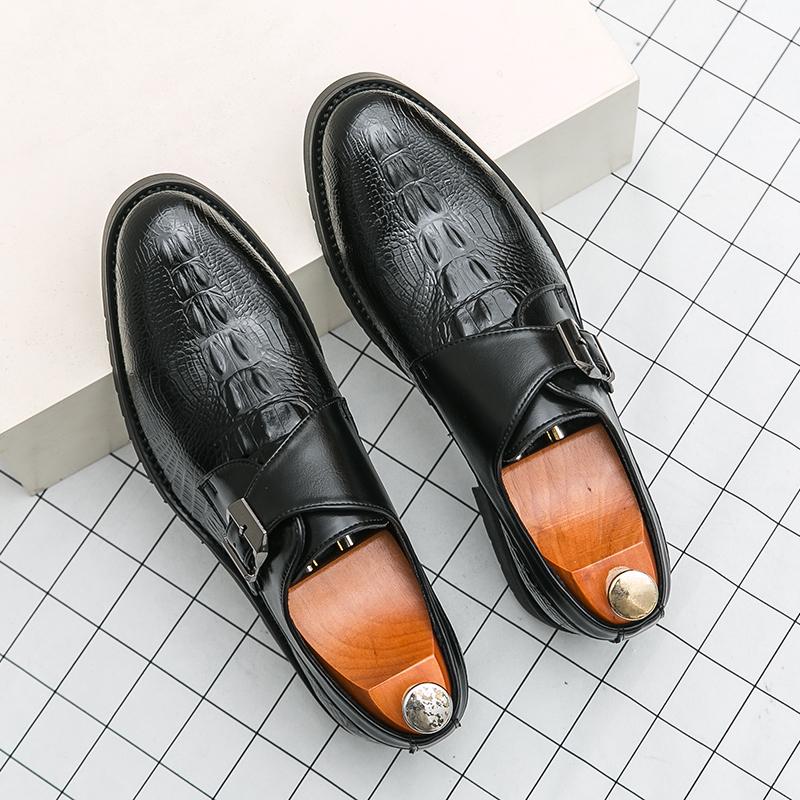 2025 Весна Новые Мужские Деловые Туфли Кожаные Туфли с Крокодиловым Узором Мужские Британские Туфли с Пряжкой, Обувь Жениха для Свадьбы