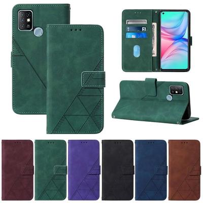 Кожаный чехол-раскладушка с 3D-тиснением для Xiaomi \ OPPO \ Vivo \ Infinix \ Tecno \ Nokia \ OnePlus \ Sony с геометрическим узором, противоударный мягкий чехол-держатель-кошелек