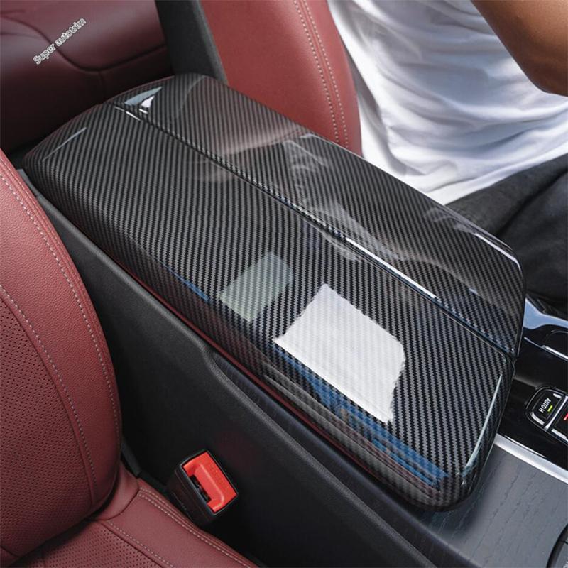 Central Control Armrest Box Panel Decoration Cover Trim For BMW 5 Series G30 530I 2017 - Carbon Fiber Interior Accessories