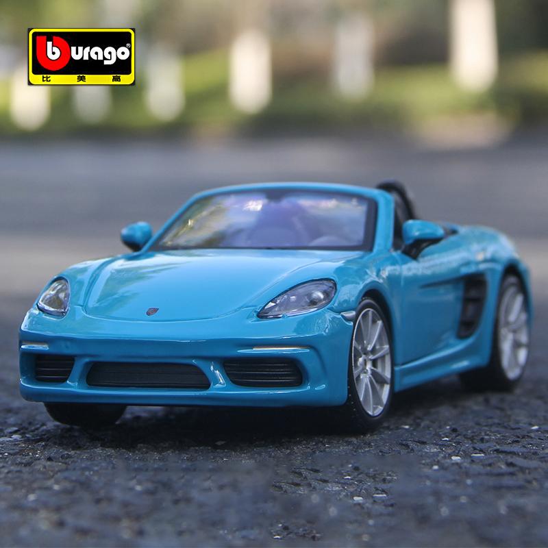 AABKO1 Bburago 1:24 Porsche 718 Boxster Supercar Alloy Car Diecasts & Toy Vehicles Car Model Miniature Scale Model Car For Children