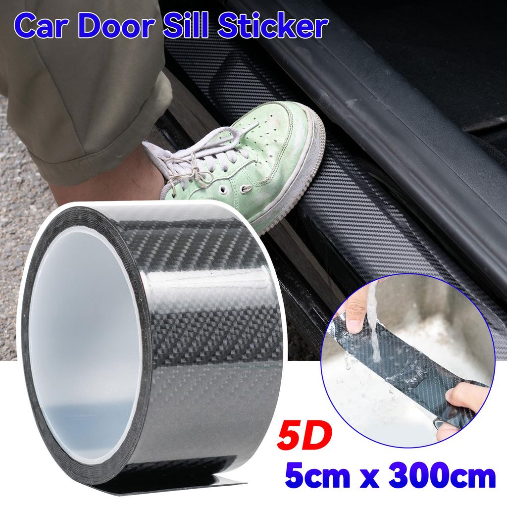 5D Carbon Fiber Car Sticker DIY Paste Protector Strip Car Door Sill Scuff Side Mirror Anti Scratch Tape Vinyl Film Waterproof 3m
