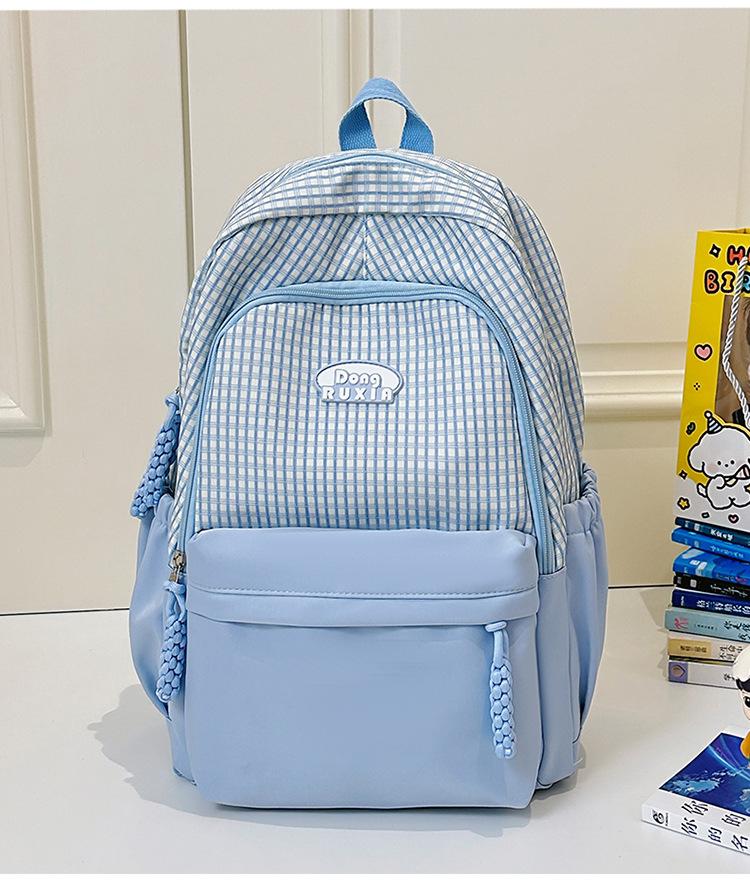 Школьный рюкзак Sweet Japanese Literary Plaid Backpack Корейская версия для учеников средней и старшей школы Компьютерный школьный рюкзак Повседневный легкий универсальный