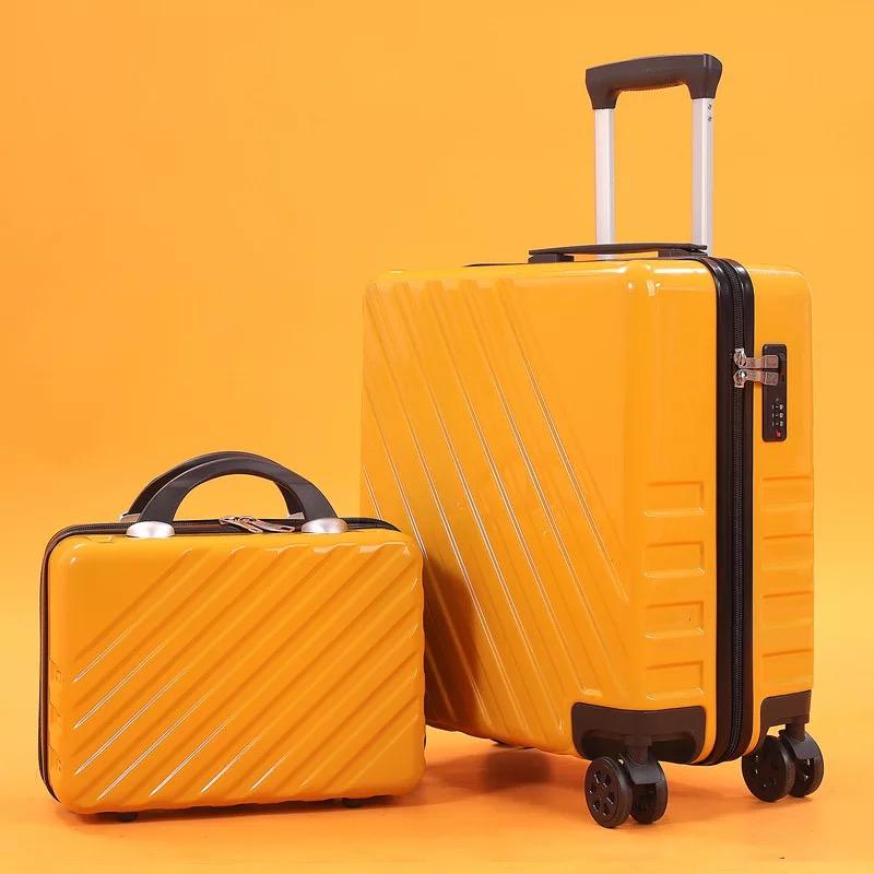 Дорожный чемодан 18 дюймов 20 дюймов, ручная кладь на колесиках, сумка на колесиках, женский багажный набор с модной косметичкой