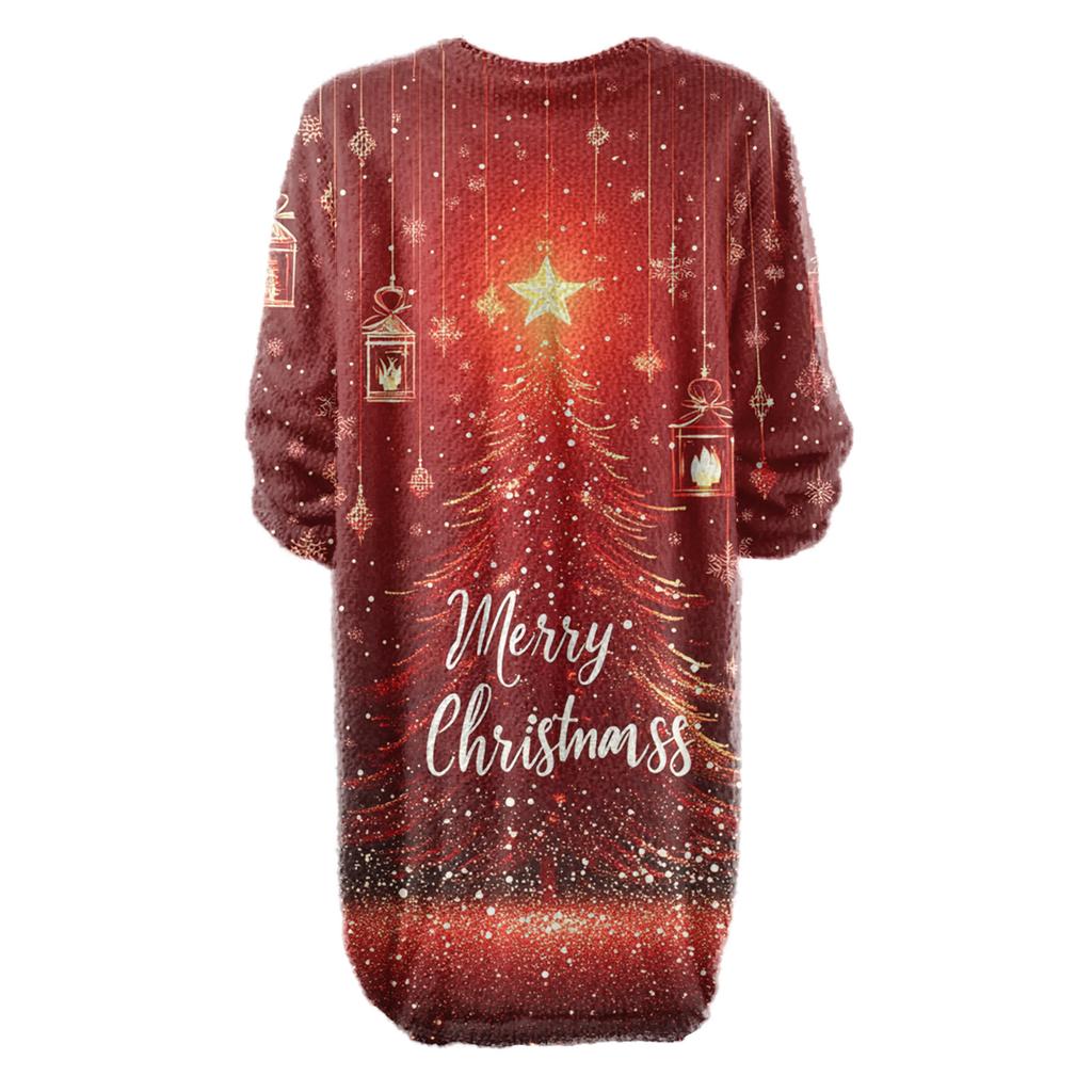 Women's Round Neck Casual Long Sleeve Plush Dresses