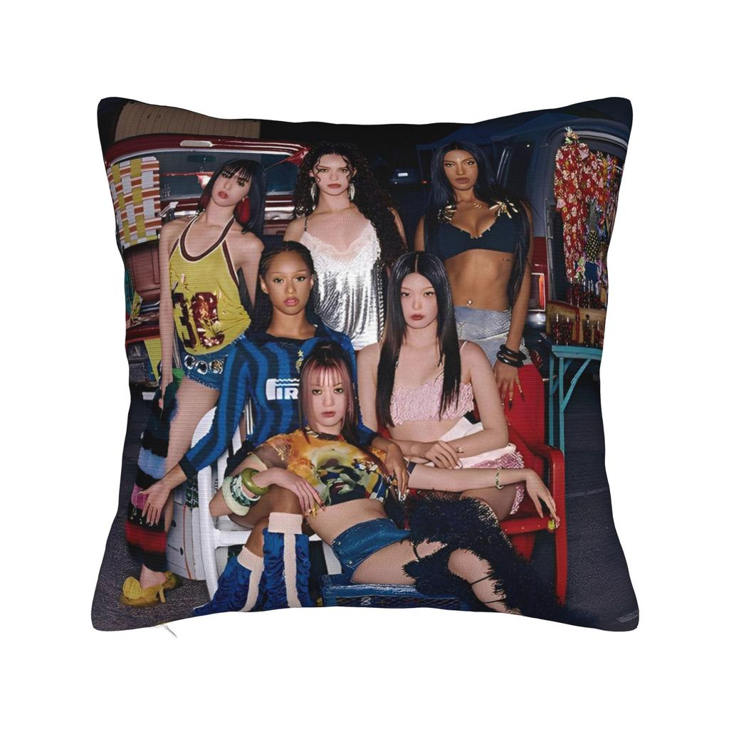Katseye Gabriela Square Pillow Case Kpop Style Music Tour Cushion Covers Creative Zipper Decor Pillowcase For Home 45*45Cm