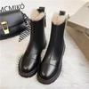 Fashion Leather Snow Boots for Women  New Waterproof Warm Plush Woman Shoes Punk Style Elegant Comfortable Cotton Booties