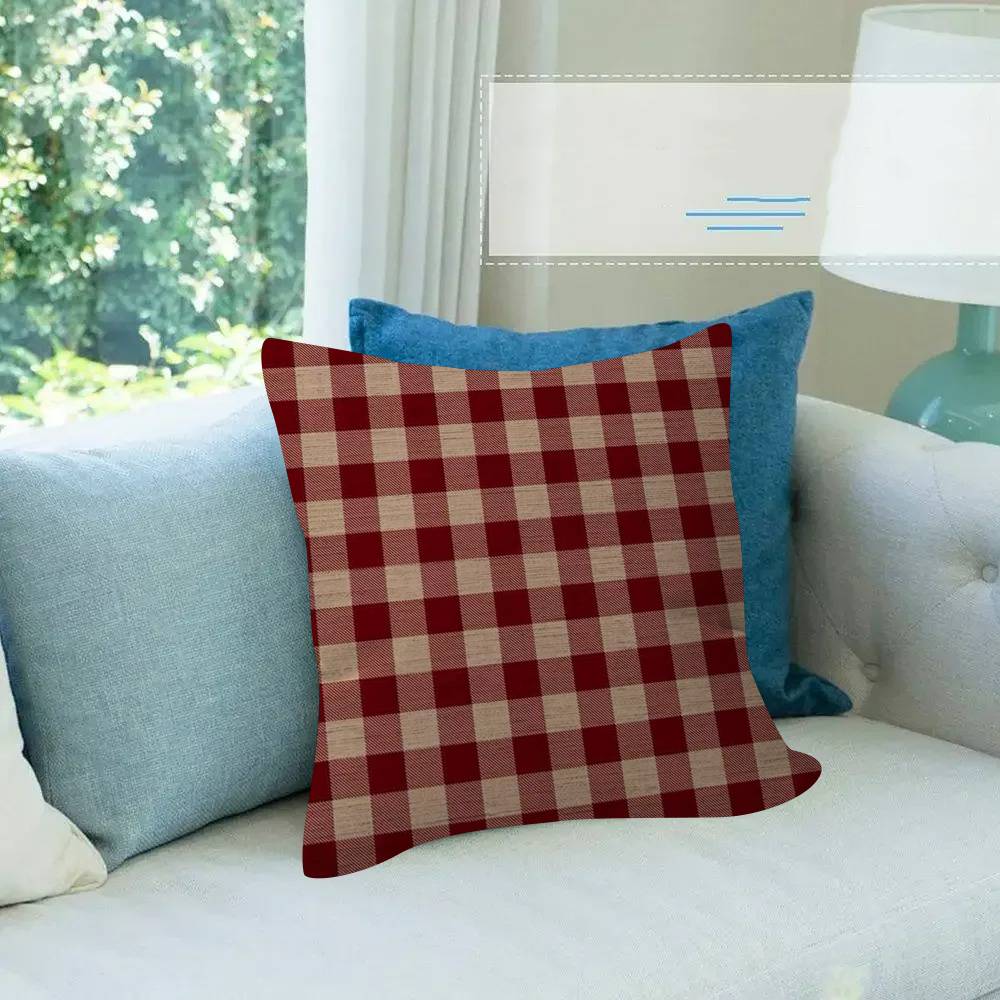 Stripe Plaid Throw solid color Pillow Covers Cartoon Sofa Decorative Home Doublesided Printing Short Plush Cushion Cover