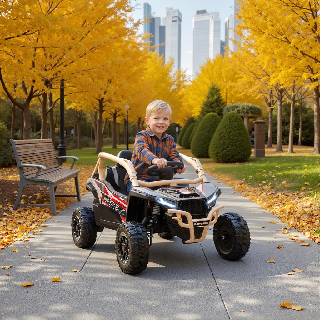 12V Electric Off-Road Vehicle for Kids, Remote Control, LED Lights, Music, Horn, for Children 3-8 Years, Yellow
