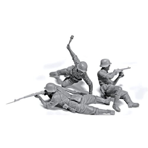 Master Box 1/35 Scale German Infantry Battle Scene (5 Figures) Eastern Front Series No. 1 Plastic Model Kit MB35102