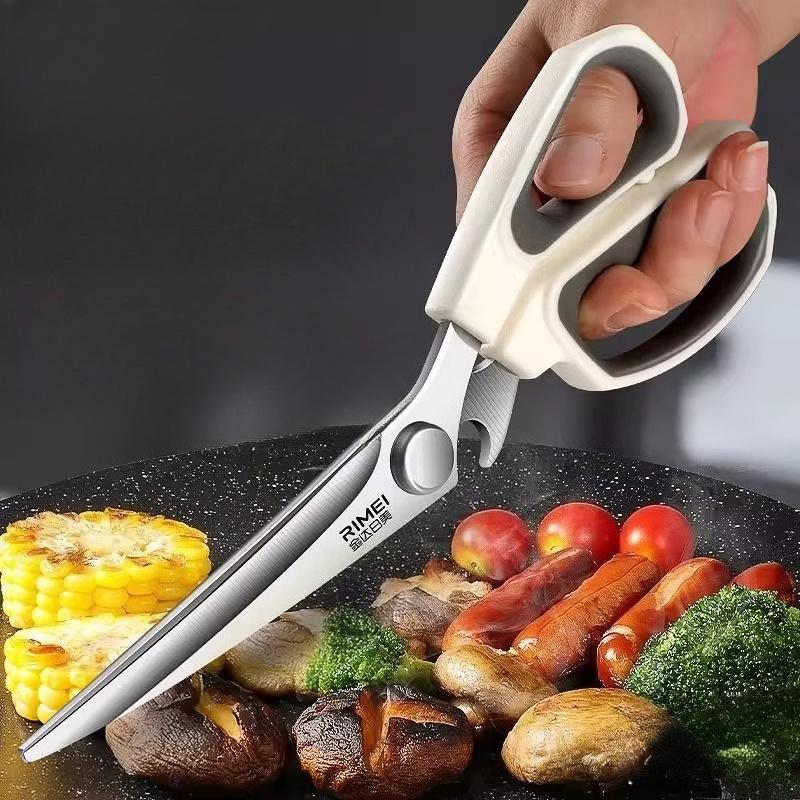 Sharp Barbecue Kitchen Scissors Shear For Home Kitchen Scissors Multifunctional Stainless Steel Steak Scissors With Curved Blade5