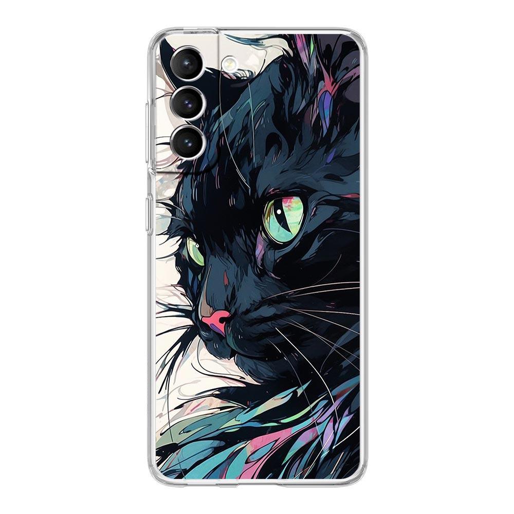 Мультяшный милый кот Арт мода Чехол для телефона Для Samsung Galaxy S24 S23 S22 S20 Ultra S21 FE 5G S10 S9 Plus S10E S8 Прозрачный чехол