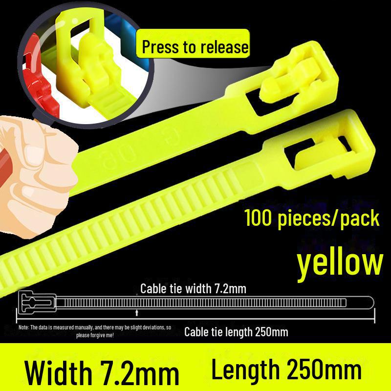 Многоразовая нейлоновая кабельная стяжка с квадратной головкой, черно-белая