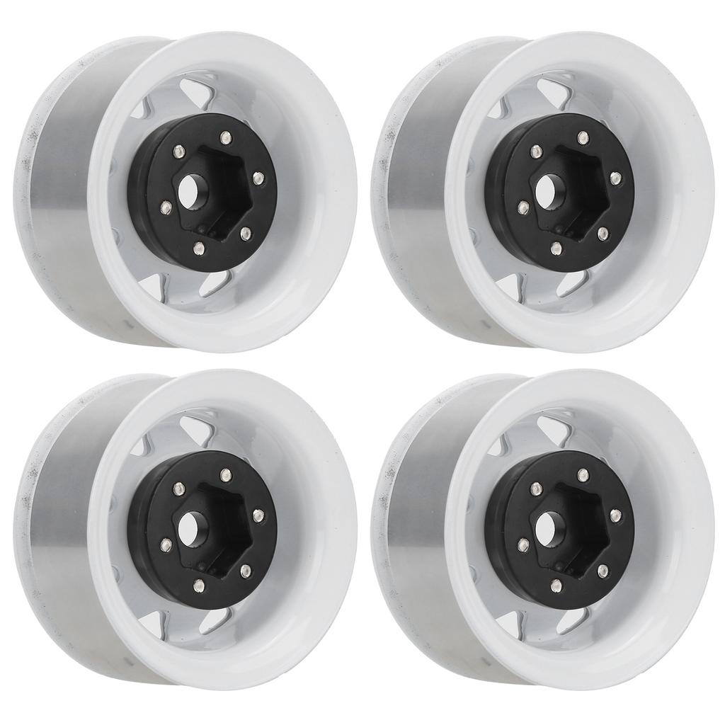 4 Pcs 1.55 Inch RC Wheel Rim Hub Universal RC Wheel Hubs for Axial AX90069 CrawlersWhite
