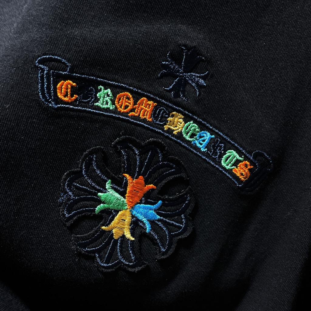 8719 CHROME HEARTS 2025 Летняя новая высококачественная хлопковая свободная футболка с круглым вырезом большого размера для мужчин и женщин, парная футболка