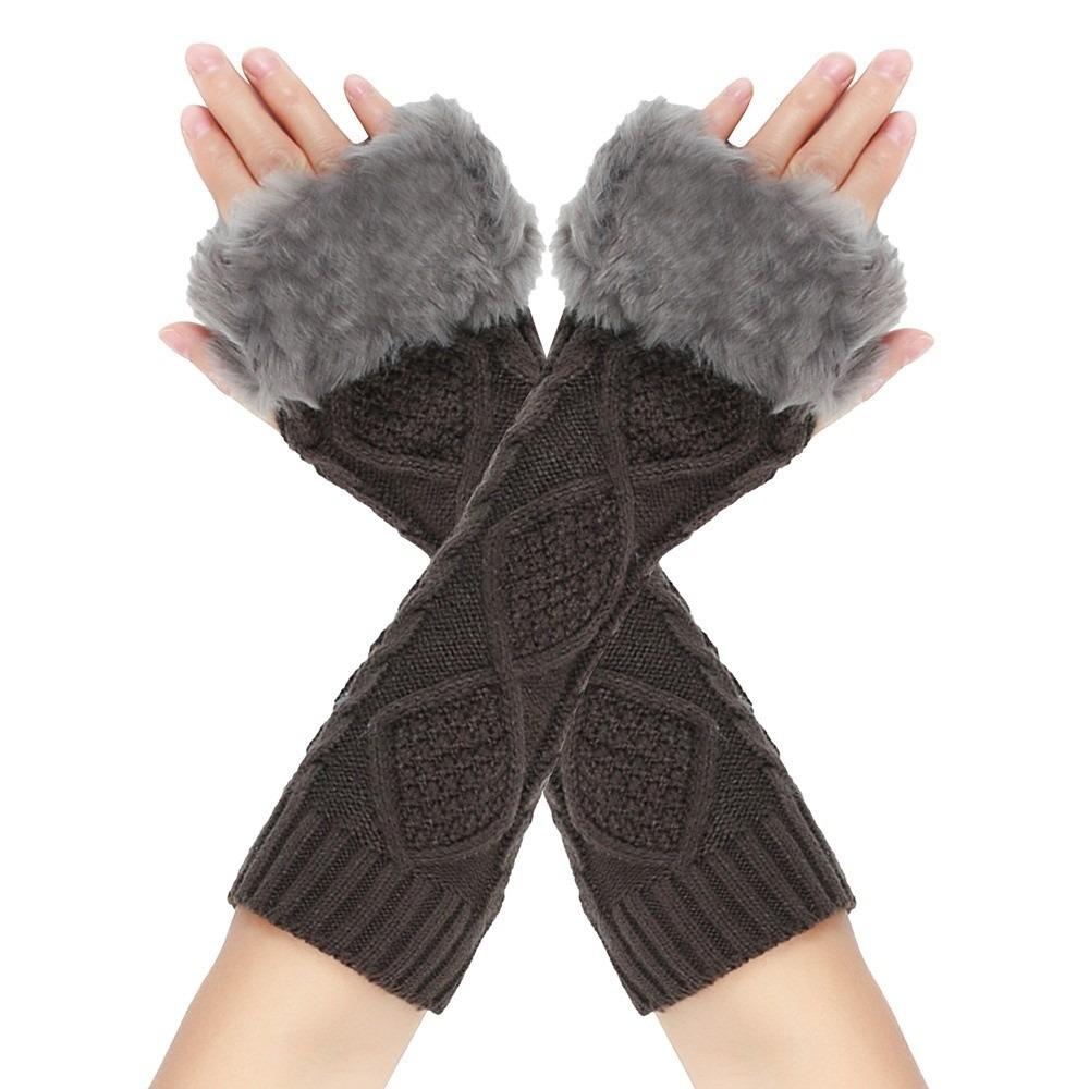 Crochet Knitting Knitted Sleeves Gloves Soft Warm Arm Warmers Fingerless Gloves Autumn Winter