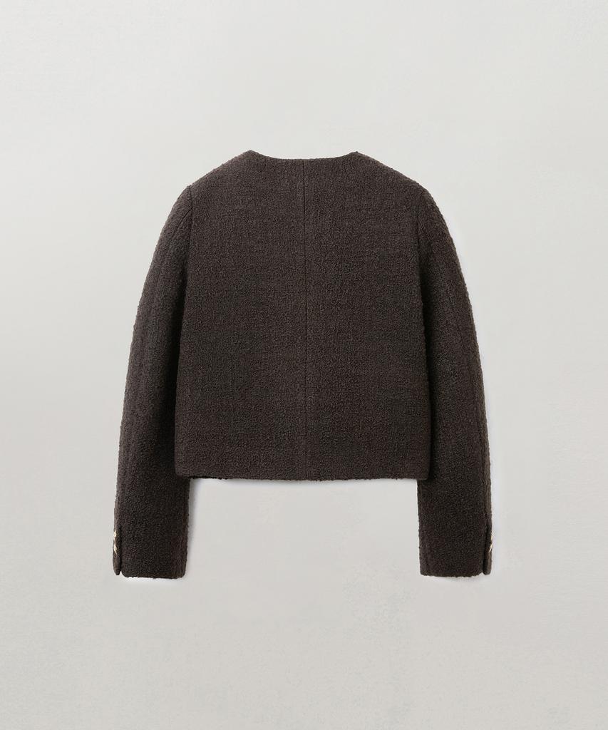 MOAT Diana Button Tweed Jacket (Dark Brown)