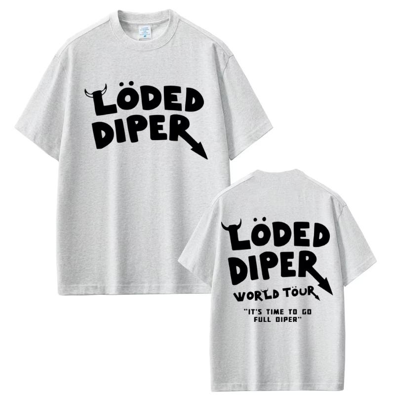 Футболка Loded Diper World Tour Унисекс Женская Одежда Винтажная Рок Оверсайз Футболки с Коротким Рукавом Унисекс Повседневные Хлопковые Футболки