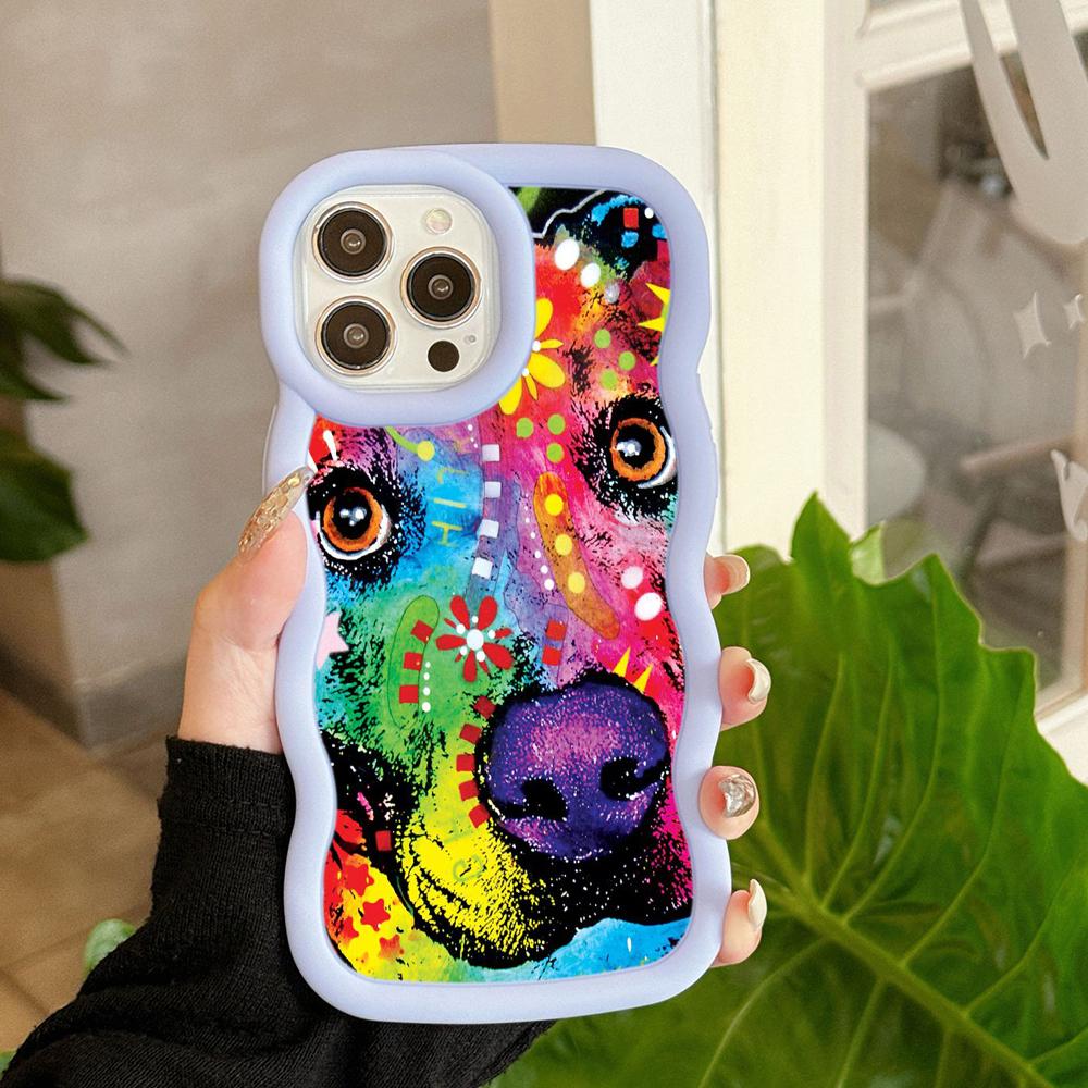 Ae76 Dog Color Doodle Design Art защитные чехлы для телефонов Samsung S24 Plus S23 Ultra A14 A55 A06 Honor X9b Motorola OnePlus Big Wave TPU задняя крышка