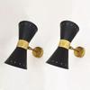 Pair of Handmade Italian Brass Diabolo Wall Sconces – Adjustable 1950s Mid-Century Design