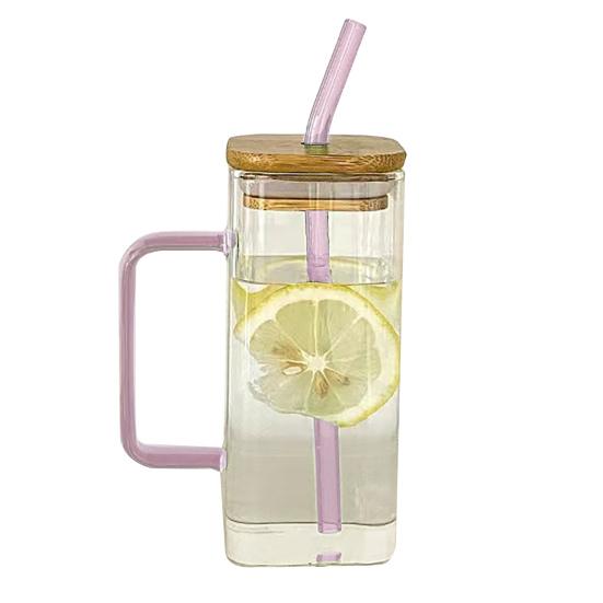 Квадратный стеклянный стакан с ручкой и крышкой 380 мл прозрачная кофейная чашка портативная банка для чая и молока для горячих и холодных напитков