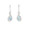 And 10K White Gold Earrings Hook Blue Topaz Diamond Drop Drop Birthstone OPRPD20275 [Pinky Diane] PINKY&DIANNE