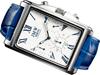 JMW TOKYO Men's Square Watch, White & Blue, Rectangular Chronograph, Limited Edition, Seiko Quartz Movement, Leather Band, Genuine Leather, Simple