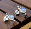 Moonstone Gemstone Stud Earring, 925 Sterling Silver Earring, Mom Gift, Tiny Stud, Silver Jewelry