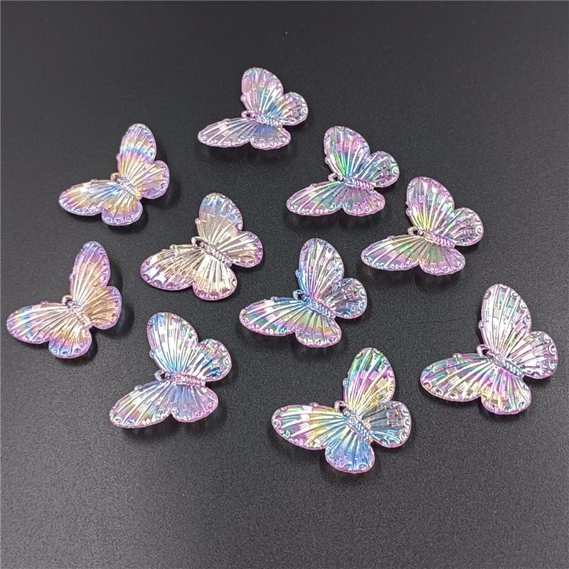 Креативные модные ювелирные изделия, аксессуары, сделай сам, материал для ожерелья, бусины-бабочки, изготовление браслетов, лазерные цветные бусины 30 * 23 мм, 10 шт.